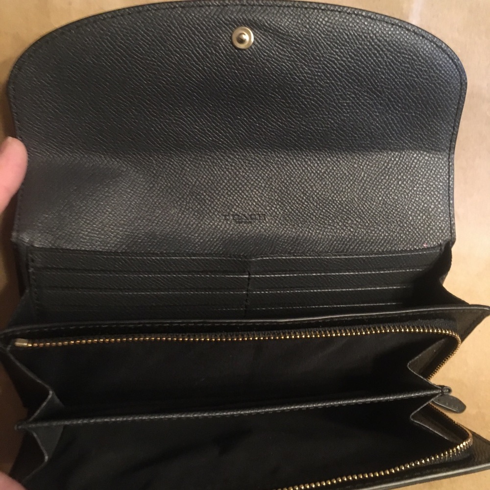 Coach crossgrain Black leather fold snap wallet SALE $99 - Picture 3 of 6